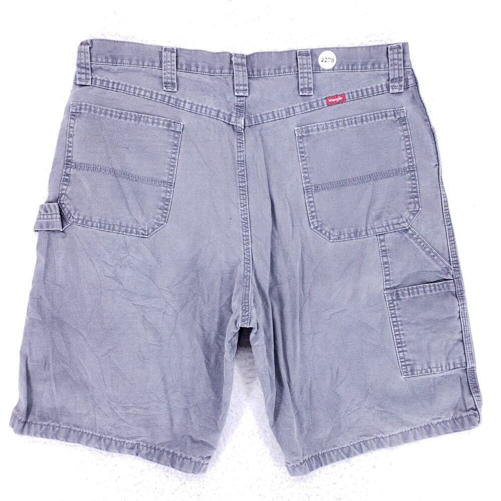 Wrangler Jean Shorts Denim Cotton Mens SZ 38 Gray VTG Carpenter 90s Baggy Y2K
